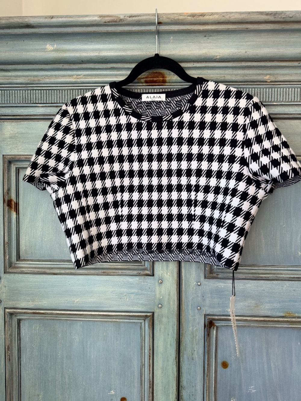 Alaia Check Cropped Top in Noir Blanc Size 44 Made in Italy - Picture 5 of 10